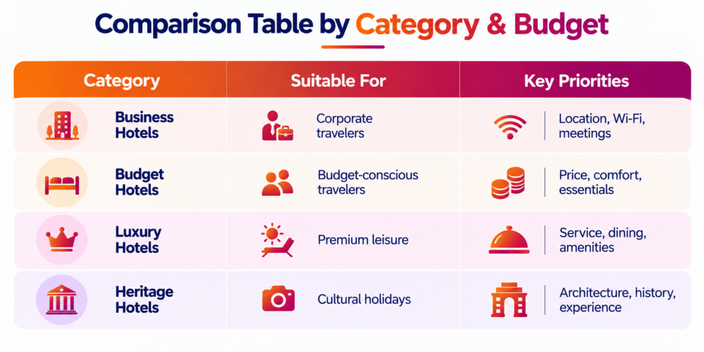 Comparison Table by Category & Budget